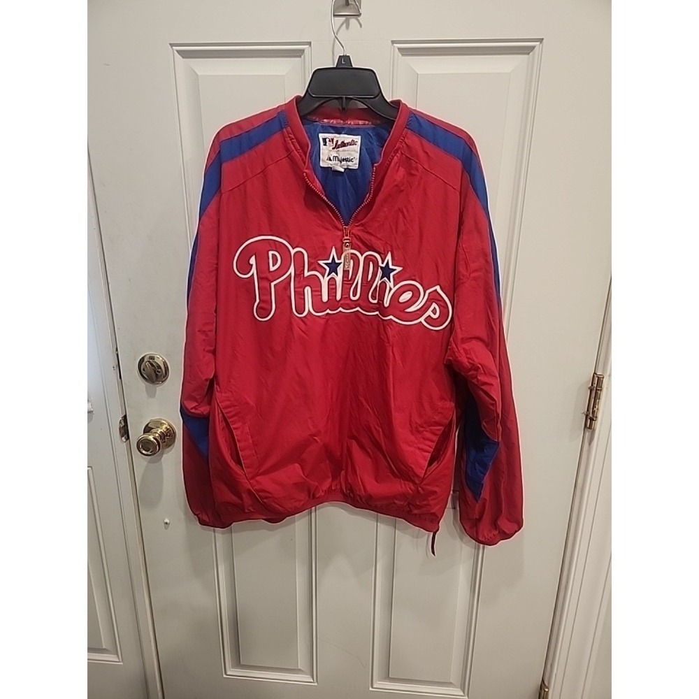 Vintage Majestic Philadelphia Phillies Authentic Warm Up Windbreaker Jacket Lg.